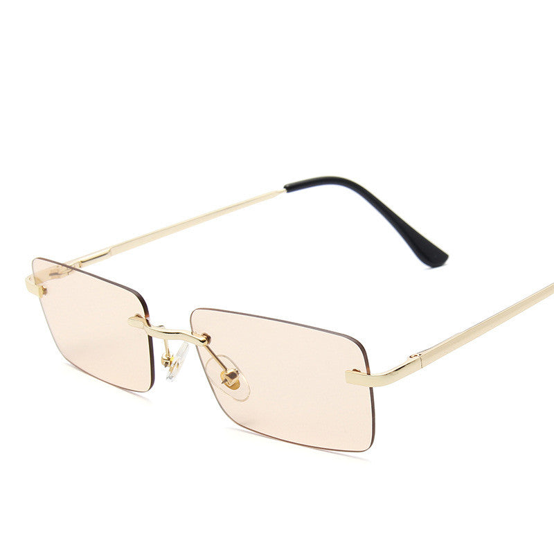 Stylish Rimless Square Sunglasses for Women - Trendy UV Protection Shades for Outdoor Activities & Fashion