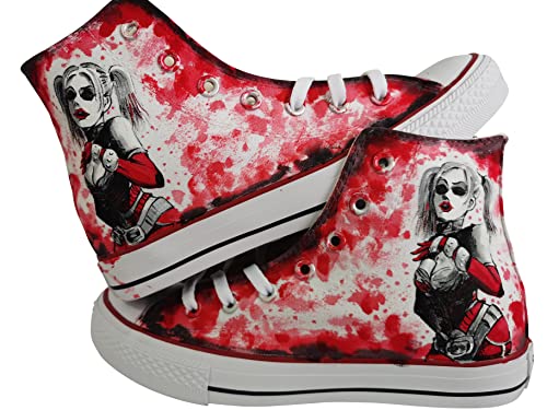 Anime High Top Christmas Sneakers - Hand Painted Canvas Shoes for Men & Women | Fashionable Holiday Footwear for Cosplay, Gift Giving & Anime Conventions
