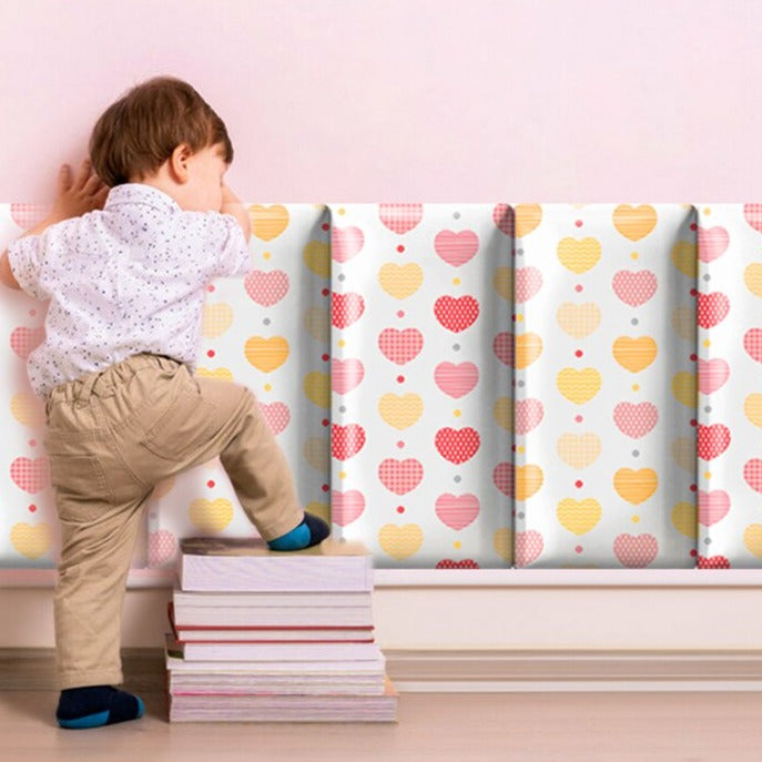 Hearts of Love Kids Wall Padded Safety Cushions - Soft Corner Protectors for Baby Proofing & Nursery Safety (Set of 4)