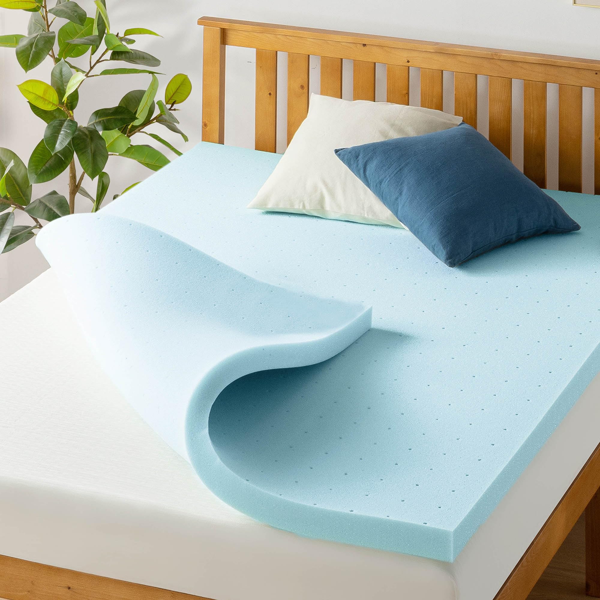 2.5 Inch Cooling Gel Memory Foam Mattress Topper - Ventilated & CertiPUR-US Certified - Twin XL Size - Blue - Best for Hot Sleepers & Pressure Relief - Perfect for Dorm Beds, Guest Rooms & Home Comfort Upgrade