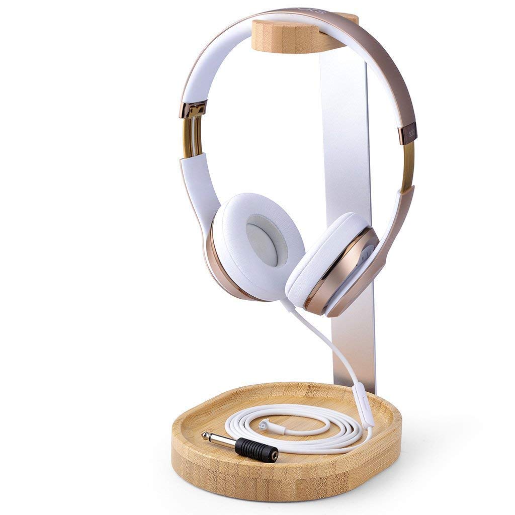 Avantree Universal Wooden & Aluminum Headphone Stand with Cable Holder - Durable Desk Mount for Sony, Bose, Shure, Jabra, JBL, AKG & Gaming Headsets - Perfect for Office, Home & Gaming Setup (TR902)
