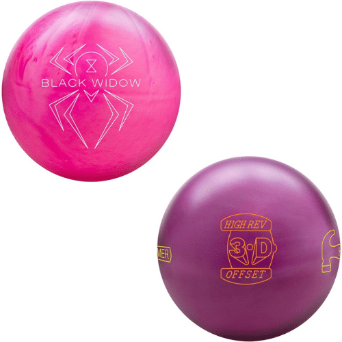 Hammer Black Widow Pink Pearl Urethane & High Rev 3 D Offset Bowling Balls 2-Pack - Perfect for Competitive Bowling & League Play