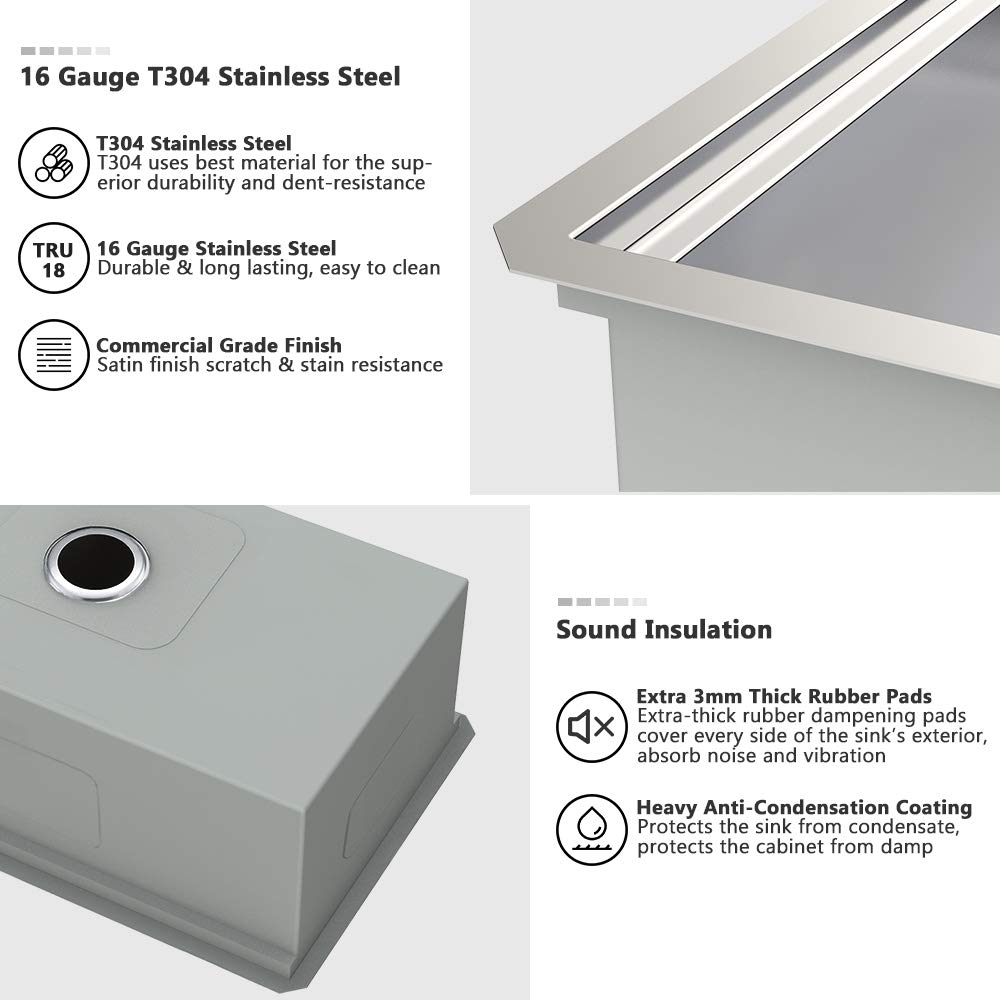 **VASOYO 27x19 Inch 16 Gauge Stainless Steel Undermount Kitchen Sink Workstation with Cutting Board – Deep Single Bowl for Food Prep & Dishwashing**    *(Perfect for meal preparation, washing dishes, and organizing kitchen tasks in modern homes or restaurants.)*