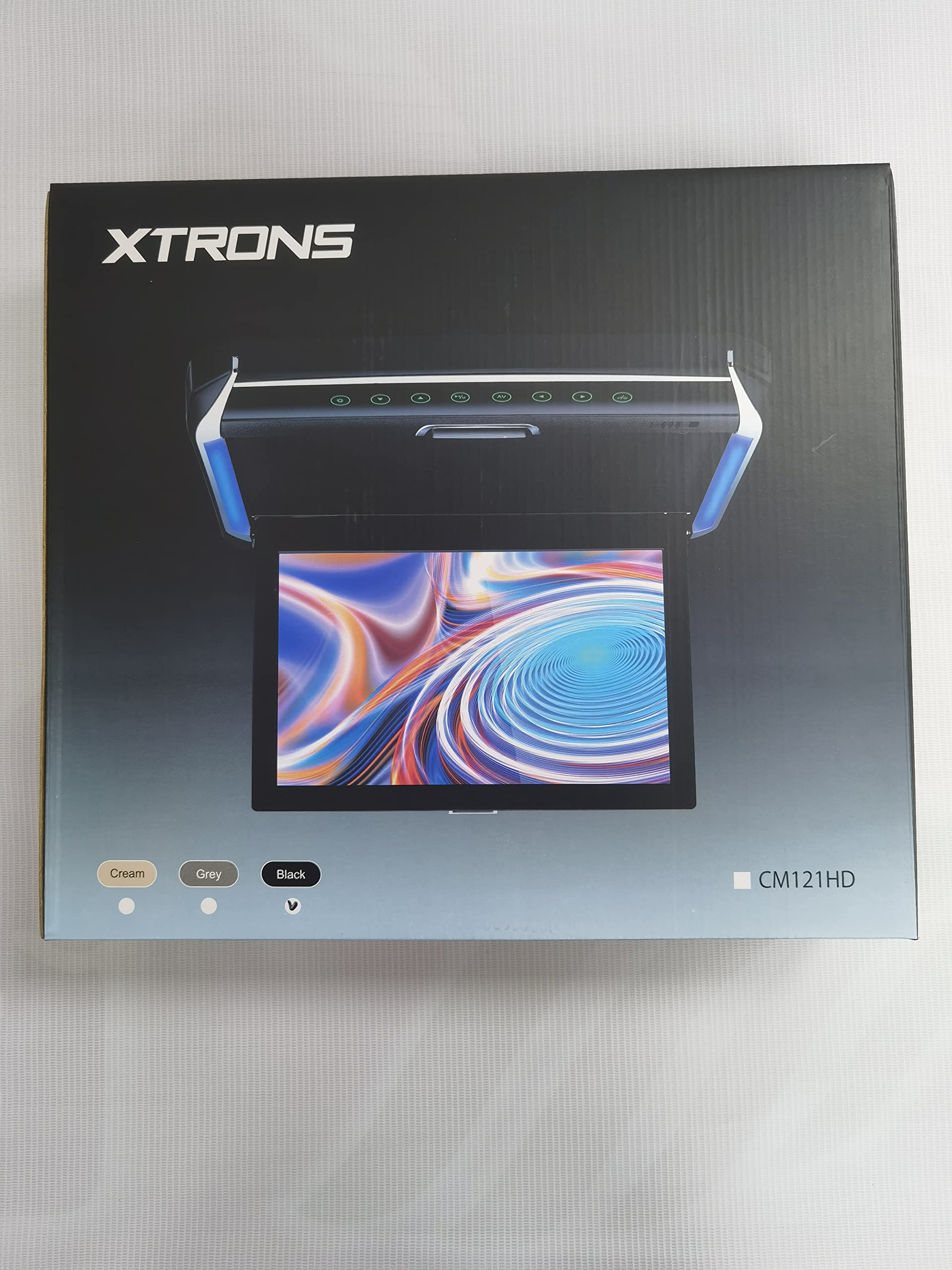 XTRONS® 12.1 Inch 1080P HD Roof Mounted Car Overhead Monitor with HDMI Port & IR Headphones - Black New Version (No DVD) for Rear Seat Entertainment in SUVs, Minivans, and Family Vehicles