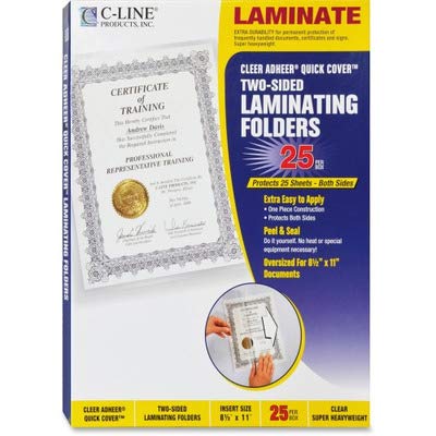 C-Line CLI65187 Quick Cover Laminating Folders - Self-Sealing Laminating Pouches for Documents, Photos & Certificates (Letter Size, 3 Mil) - Perfect for School, Office & Home Organization