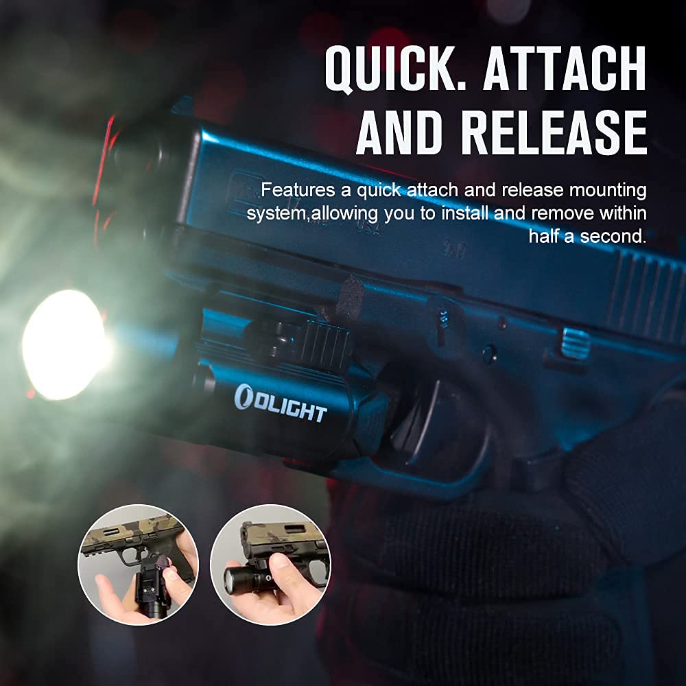 OLIGHT PL-Pro Valkyrie 1500 Lumens Rechargeable Tactical Flashlight with Strobe - Weapon Light for Pistol Rail Mount | Home Defense, Hunting & Tactical Use