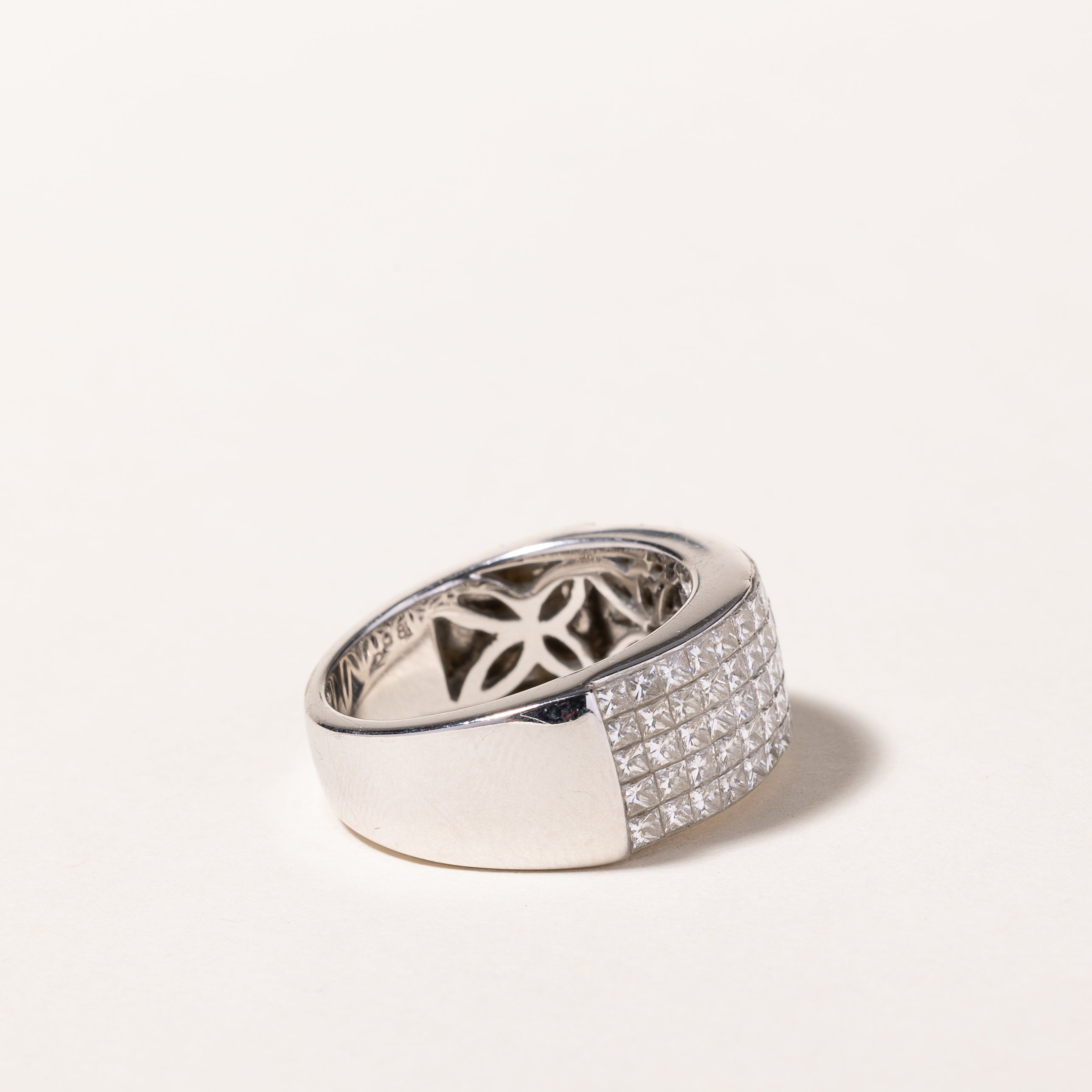18K White Gold 5 Row Diamond Ring - 2.08ctw Total Weight - Size 6.25 - Perfect for Engagement, Wedding, Anniversary & Special Occasions