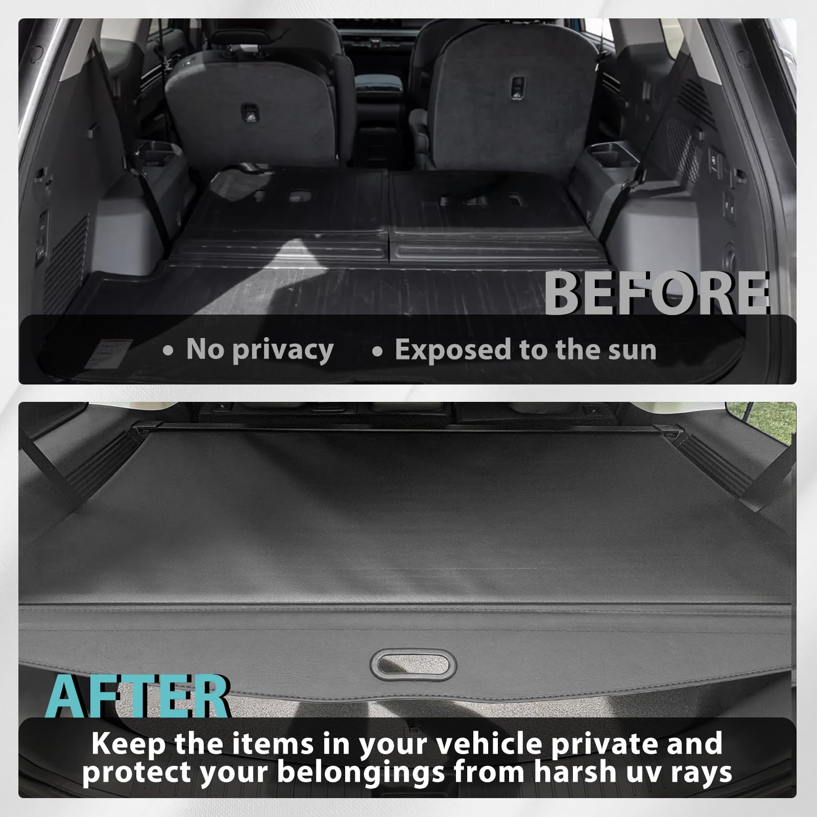 BestEvMod Retractable Trunk Cargo Cover for Kia EV9 2024 | Black Rear Trunk Privacy Shield | Interior Accessories | Perfect for Road Trips, Grocery Storage & Pet Protection