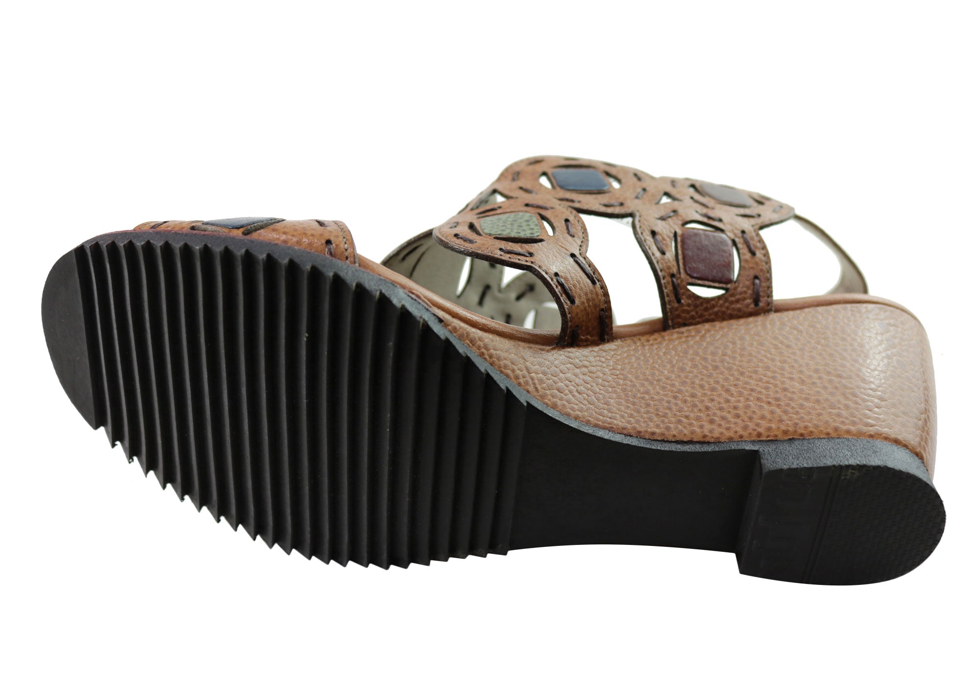 J Gean Sonya Women's Comfortable Leather Wedge Sandals - Handmade in Brazil - Perfect for Summer, Beach & Casual Outings