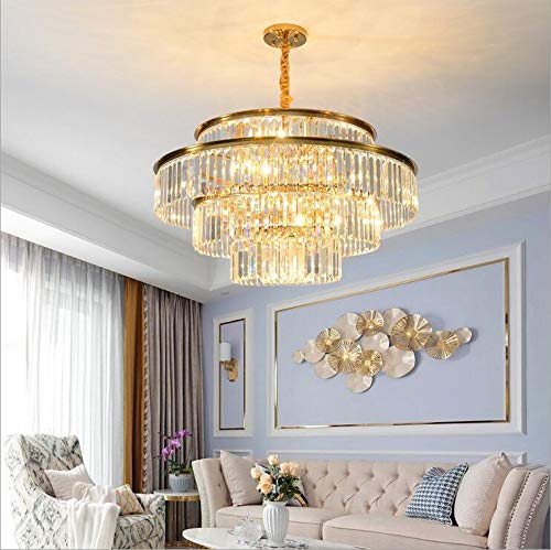 Modern Gold 4-Tier Crystal Chandelier Light - 10-Light Adjustable Height Pendant Ceiling Fixture (23 Inch Diameter) for Dining Room, Entryway, Living Room | Elegant Lighting for Weddings, Restaurants & Luxury Home Decor