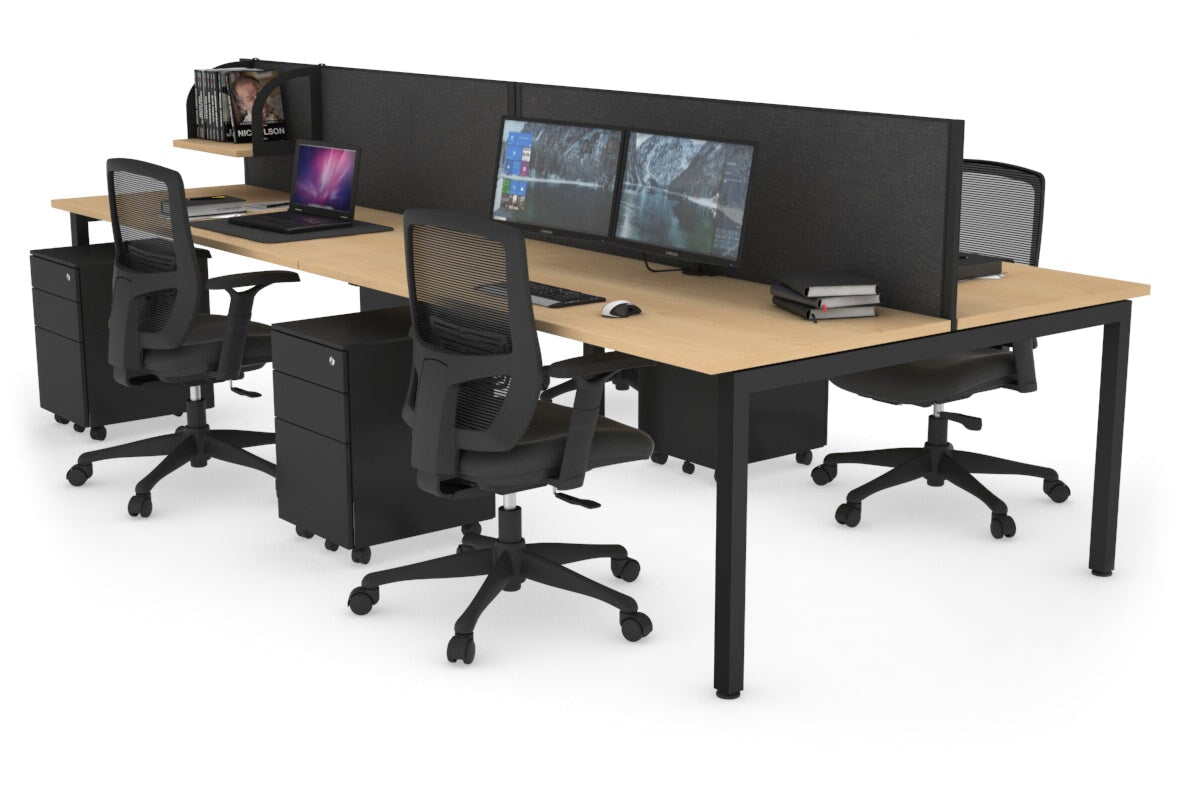 Quadro Square Legs 4-Person Office Workstation Desk - 1600L x 700W Dimensions - Perfect for Team Collaboration & Open Office Spaces