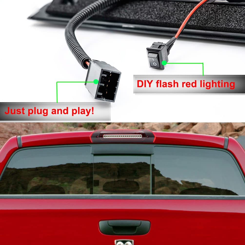 NJSBYL LED 3rd Brake Light for 2002-2009 RAM 1500 2500 3500 - Perfect for Night Driving & Safety