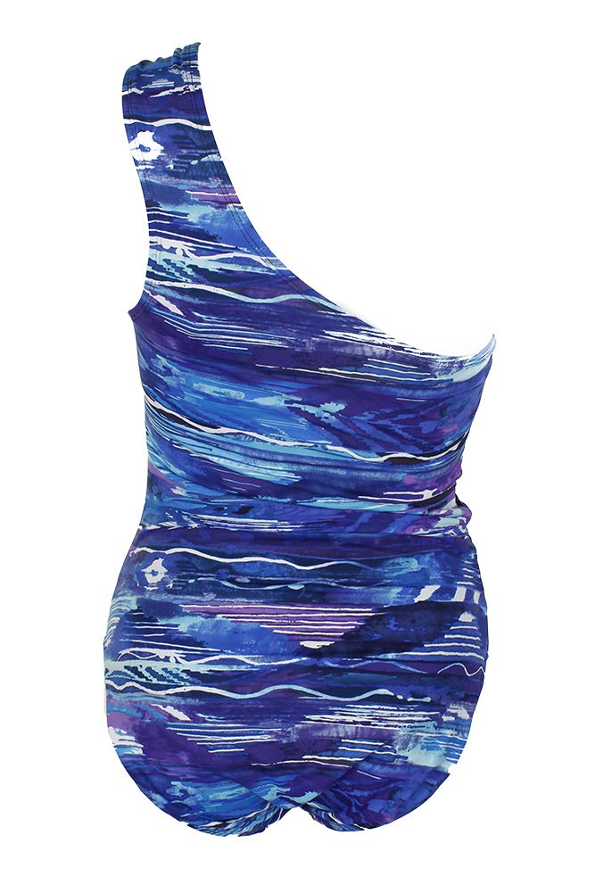 LAUREN RALPH LAUREN Women's Printed One-Shoulder One-Piece Swimsuit - Purple Size 4 | Beach Vacation, Pool Party & Summer Swimwear