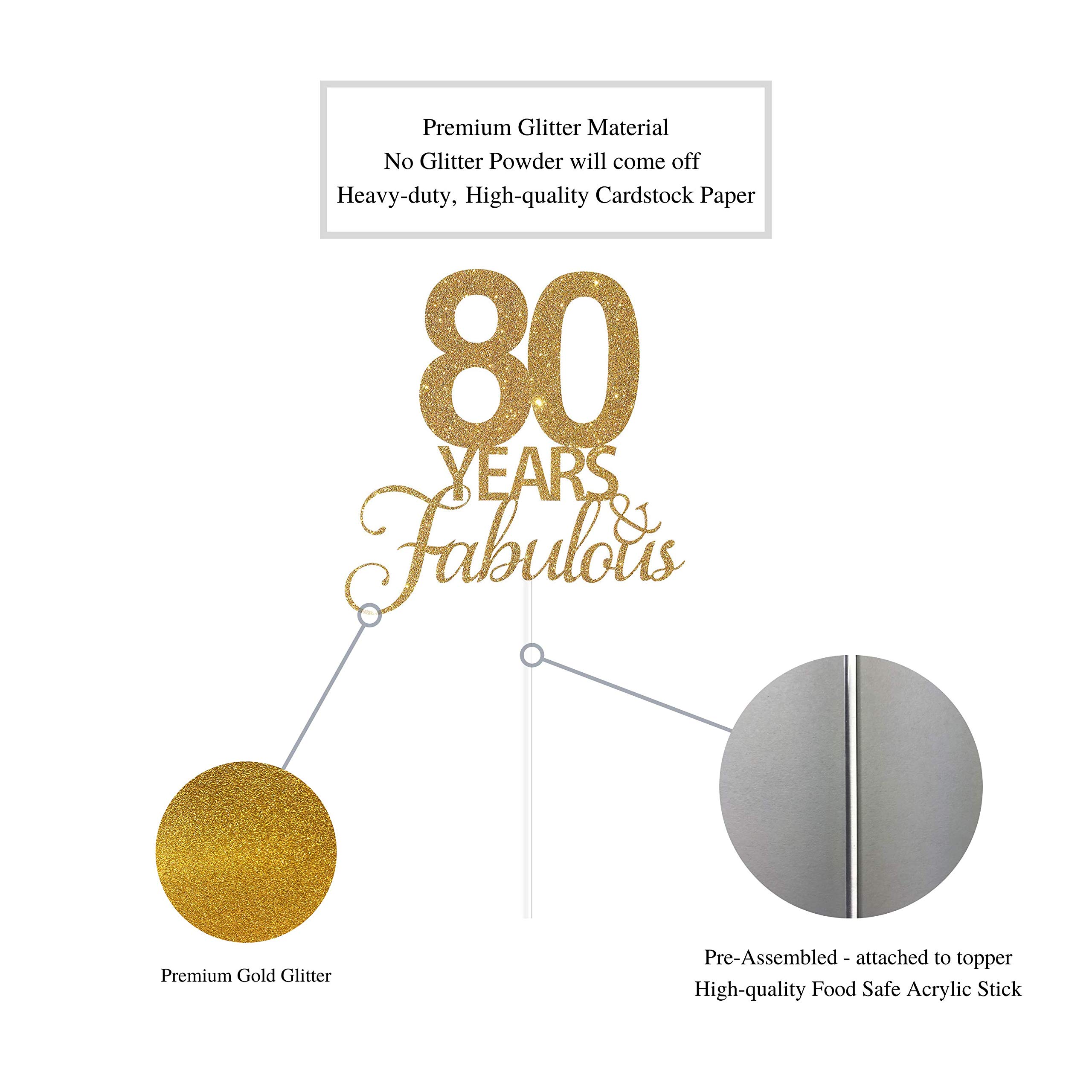 80th Birthday Cake Topper - Elegant Gold Glitter Decoration for Anniversary & Milestone Celebrations | Perfect for 80 Years Fabulous Parties, Retirement Cakes & Golden Jubilee Events