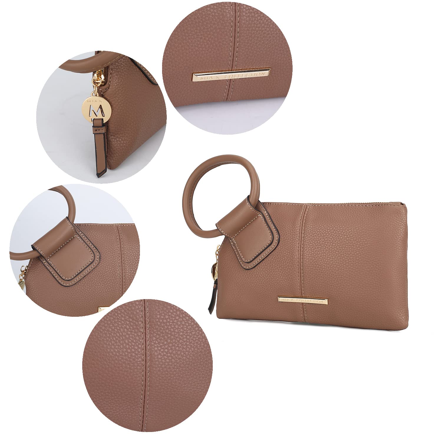 MKF Collection Women's Wristlet Pouch Clutch Wallet - Small Black Handbag with Circular Handle for Everyday Use, Travel & Evening Events | By Mia K