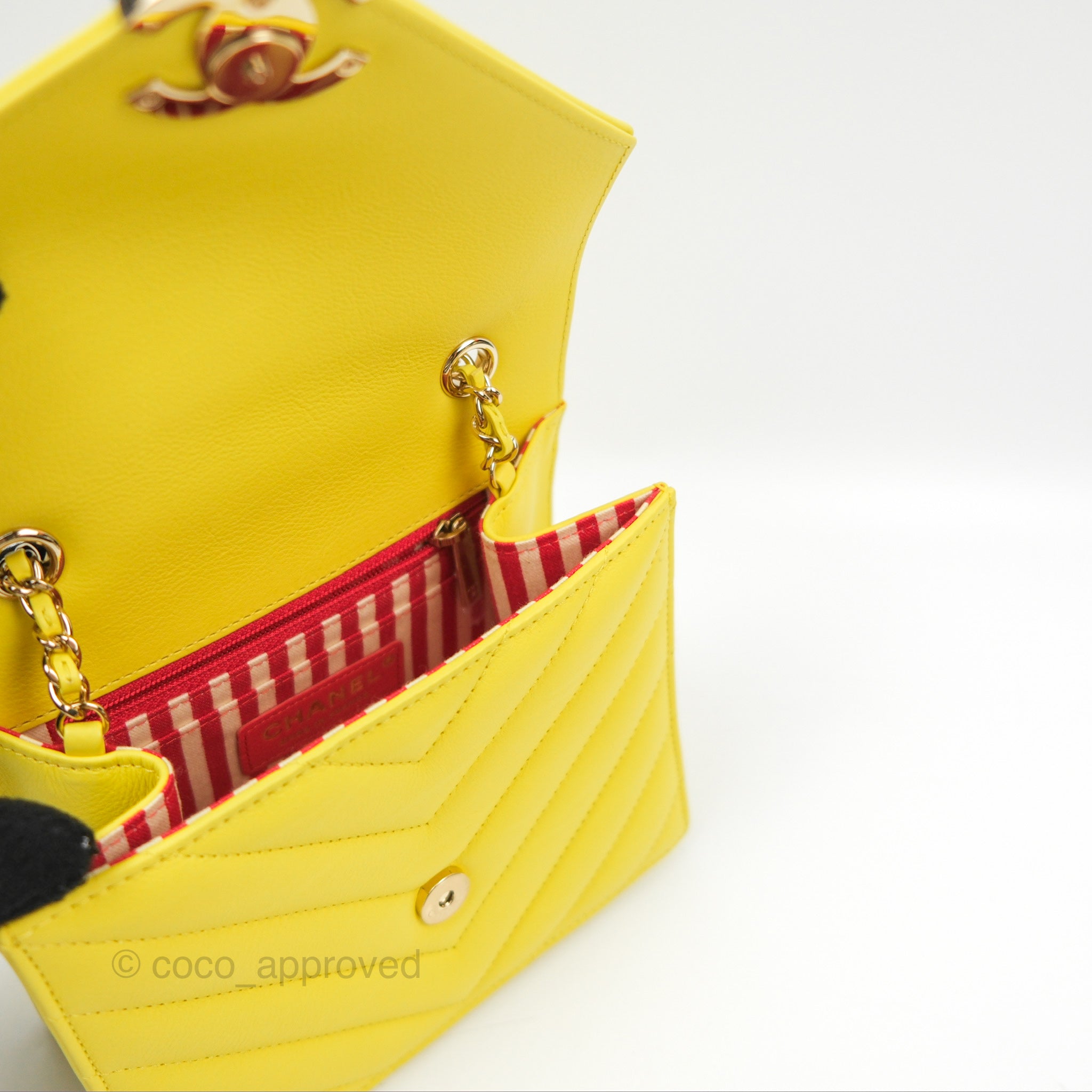 Chanel Chevron Square Envelope Flap Bag in Yellow - 19C Collection | Luxury Crossbody Bag for Women, Perfect for Parties & Evening Events