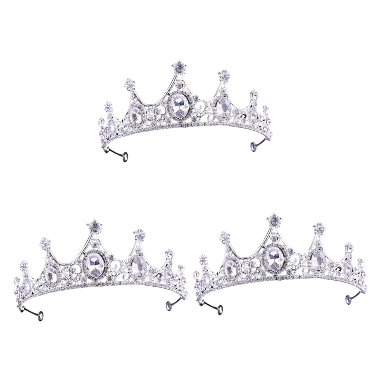 Minkissy 3-Piece Crystal Tiara Headband Set - Vintage Bridal Hair Accessories for Weddings, Prom, Pageants & Special Events | Baroque Rhinestone Princess Crown & Hair Hoop for Brides & Party