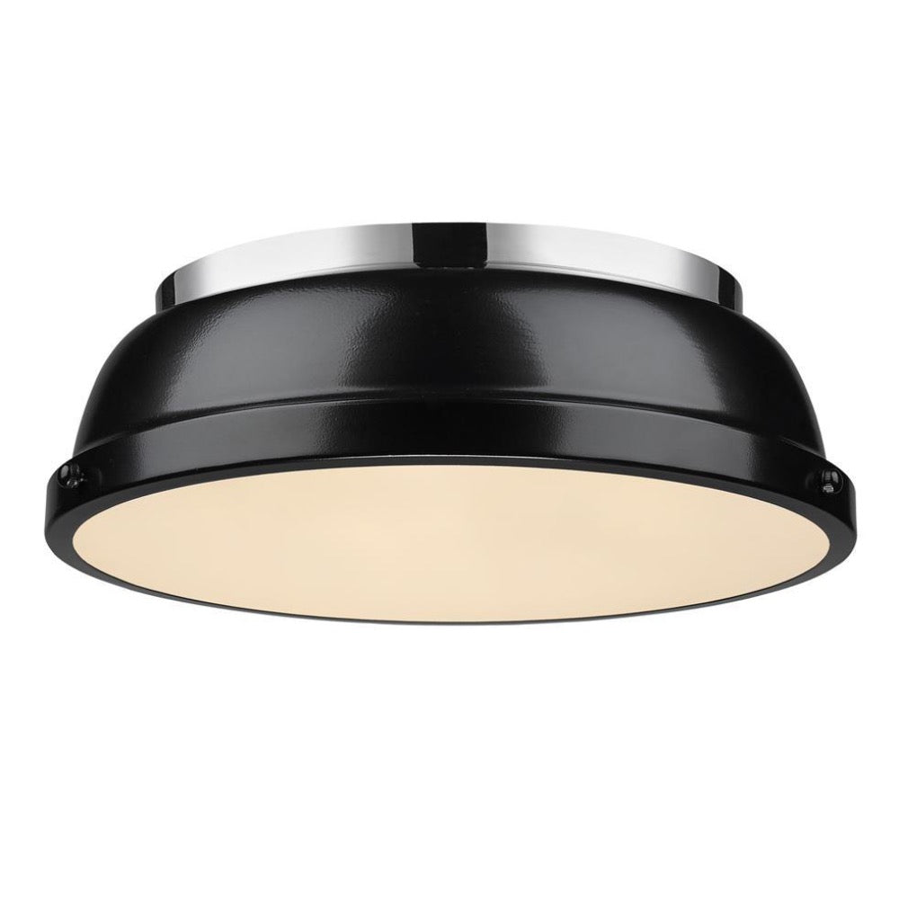 Elm 14 Inch Chrome Flush Mount Ceiling Light - Modern & Sleek Lighting Fixture for Bedroom, Kitchen, or Hallway