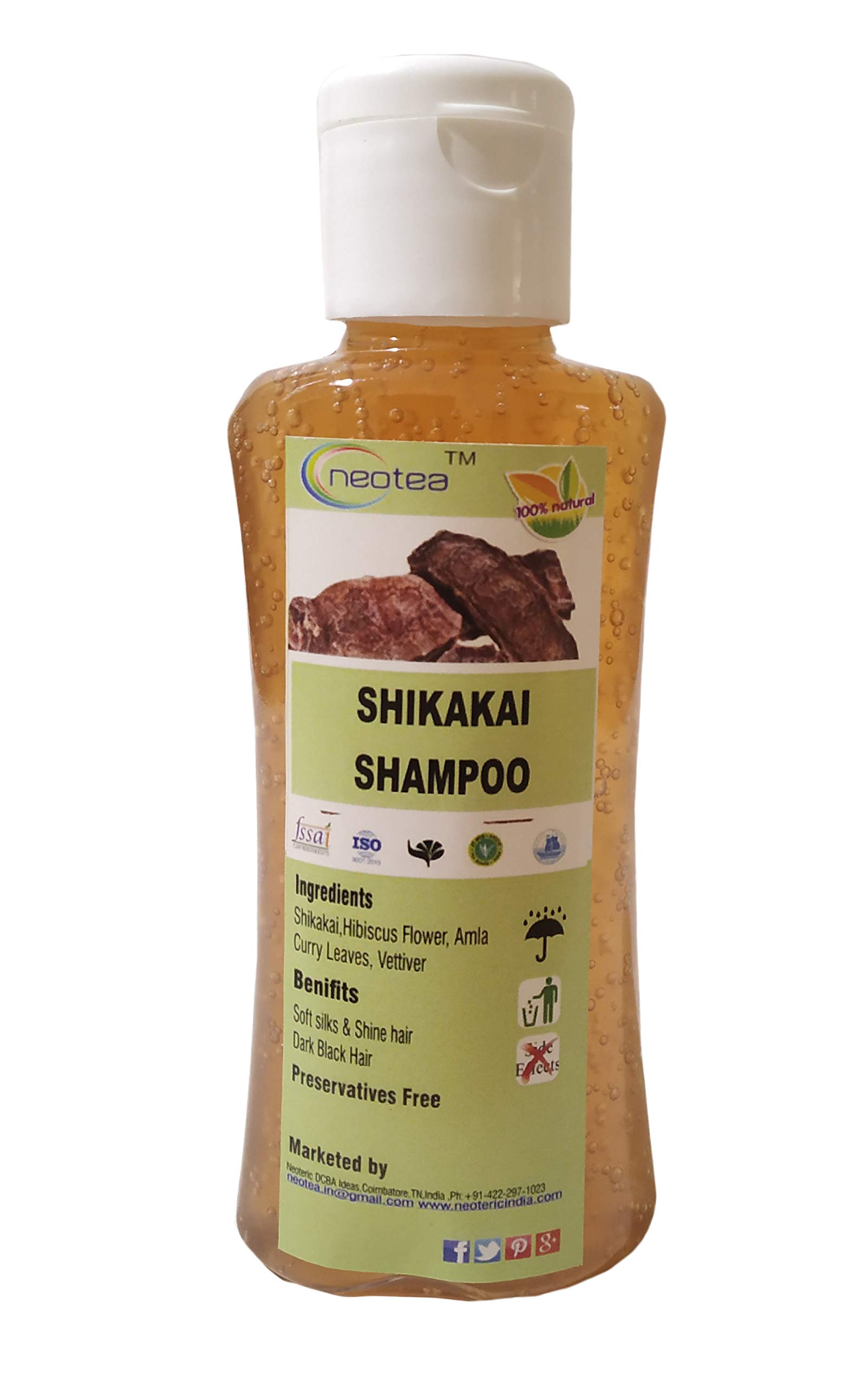 Neotea Herbal Shikakai & Vetiver Shampoo 250ml - Natural Hair Growth Shampoo for Stronger, Healthier Hair - Paraben Free, Sulfate Free, Chemical Free - Suitable for All Hair Types - Perfect for Daily Hair Care & Scalp Nourishment