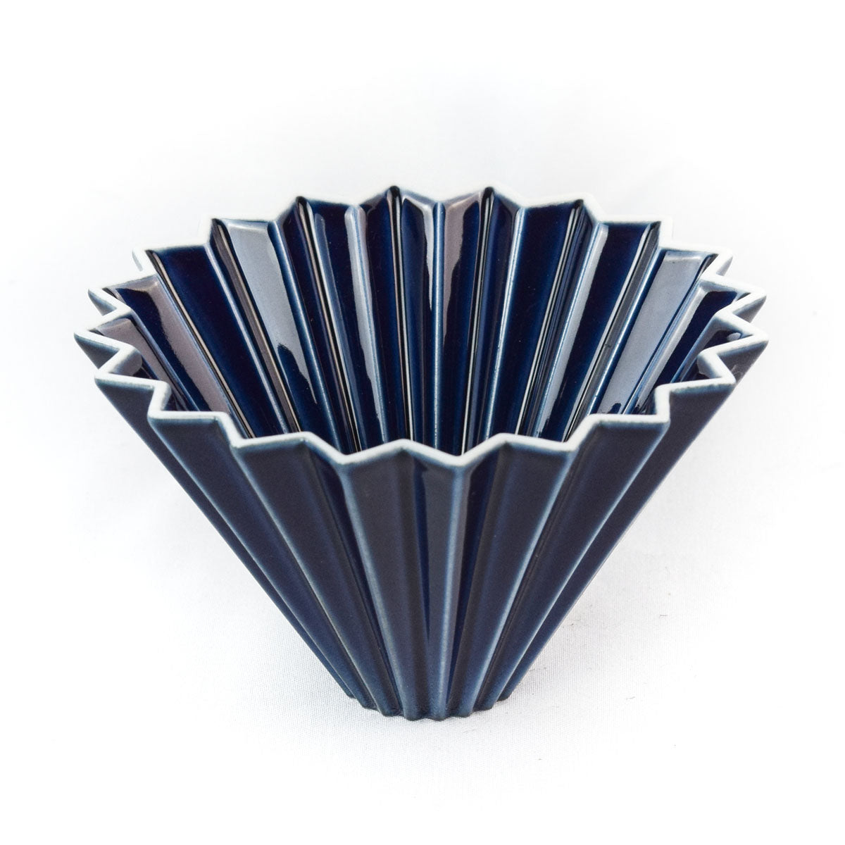 ORIGAMI Coffee Dripper - Navy Blue Ceramic Pour Over Coffee Maker for Specialty Brewing | Perfect for Home, Office & Camping Coffee Lovers