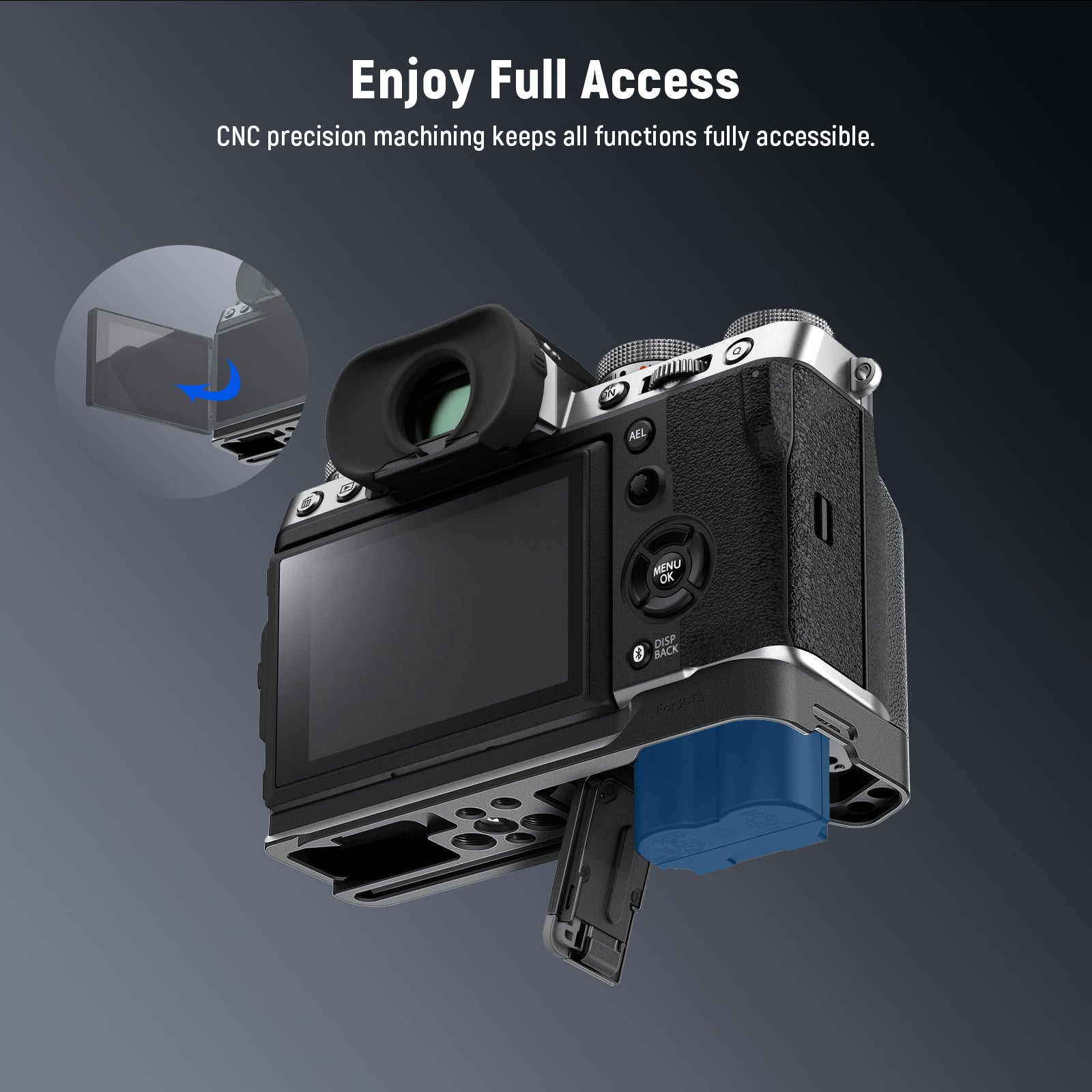 NEEWER CA014G L Handgrip for Fujifilm X-T5 Camera - Ergonomic Grip for Better Handling & Stability - Perfect for Photography, Travel & Outdoor Shooting