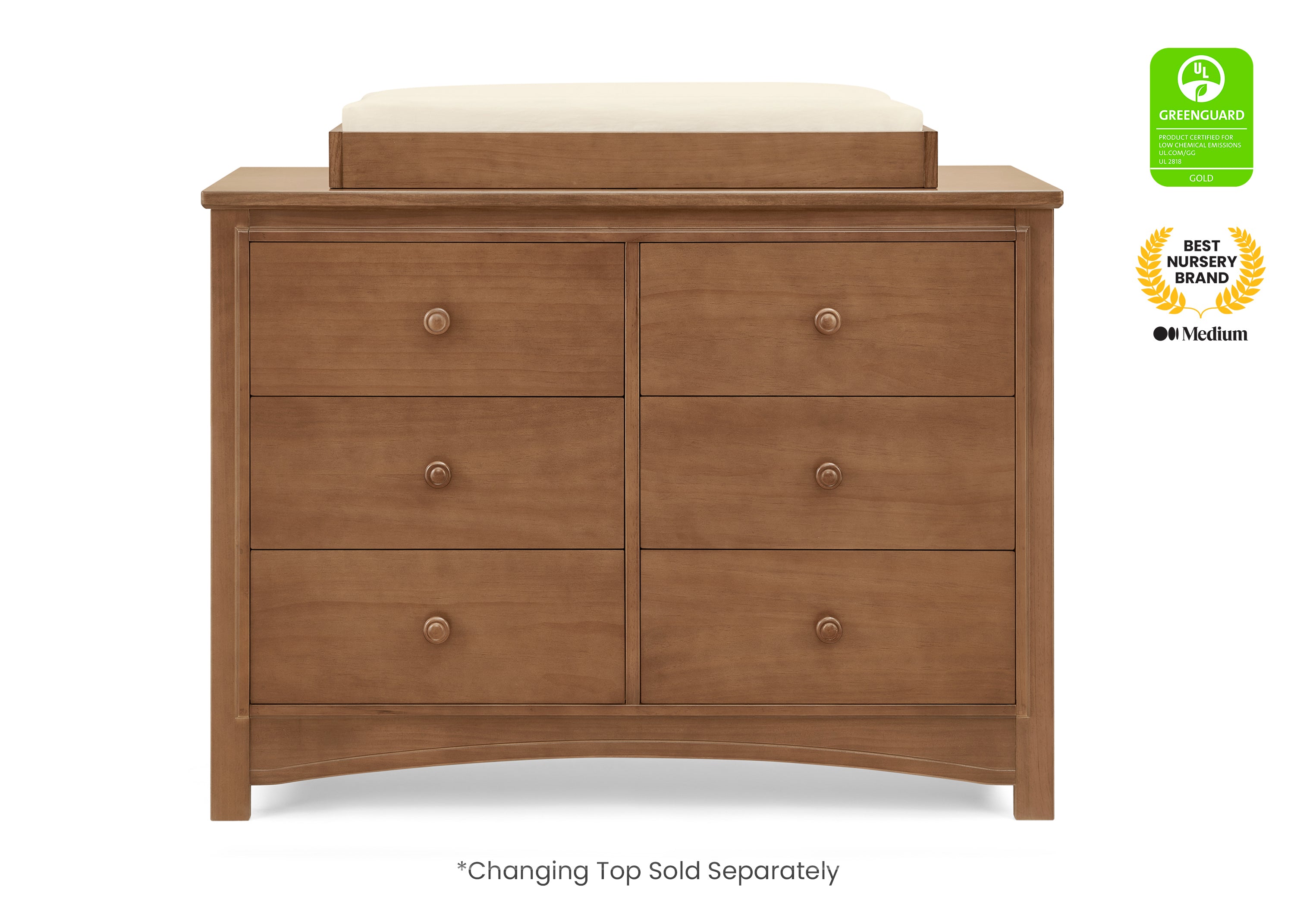 Perry 6 Drawer Dresser with Interlocking Drawers - Sturdy Wooden Bedroom Furniture for Closet Organization & Home Storage