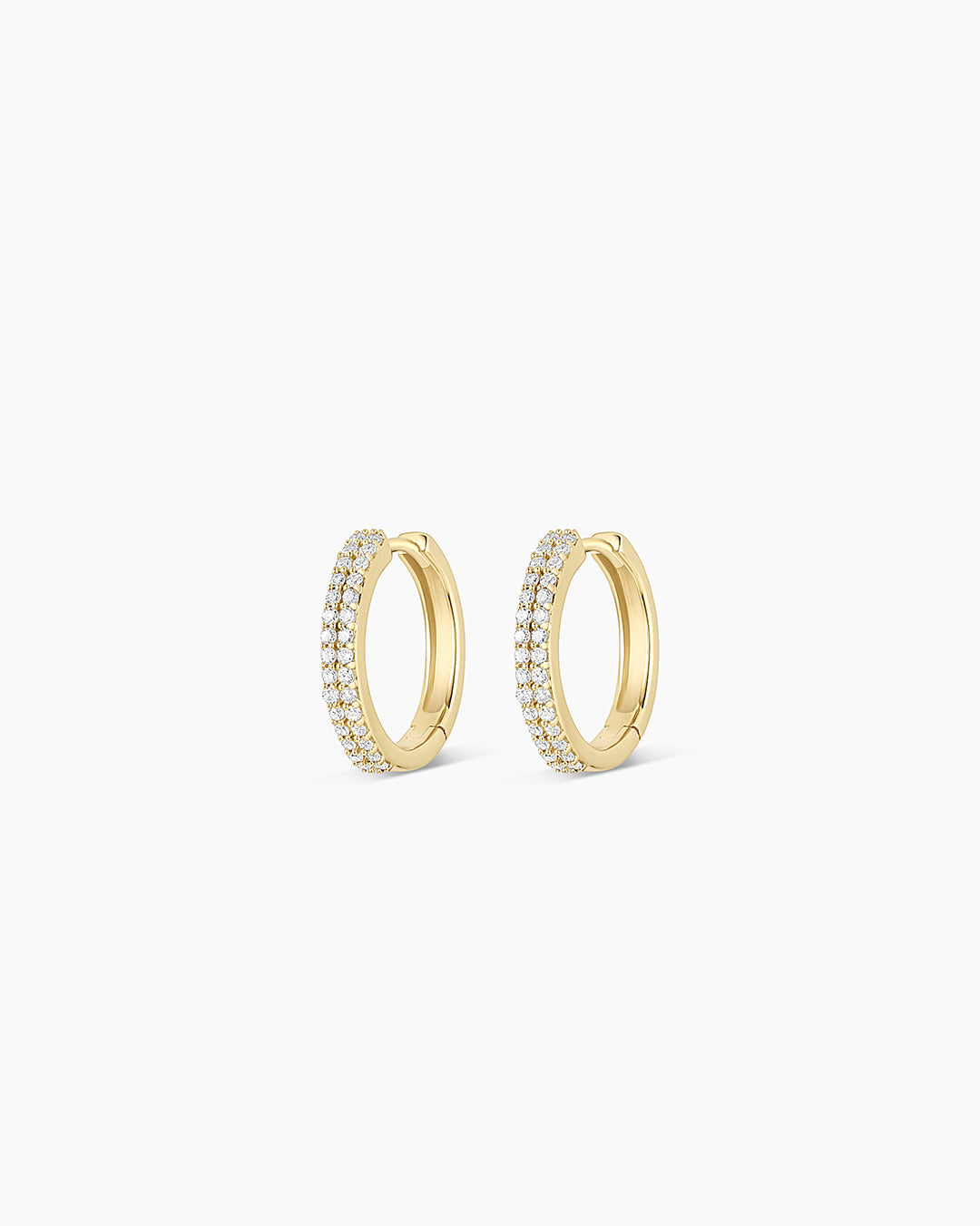 Diamond Double Down Huggies Earrings - Elegant Gold Plated Hoop Earrings for Women, Perfect for Parties, Weddings & Daily Wear