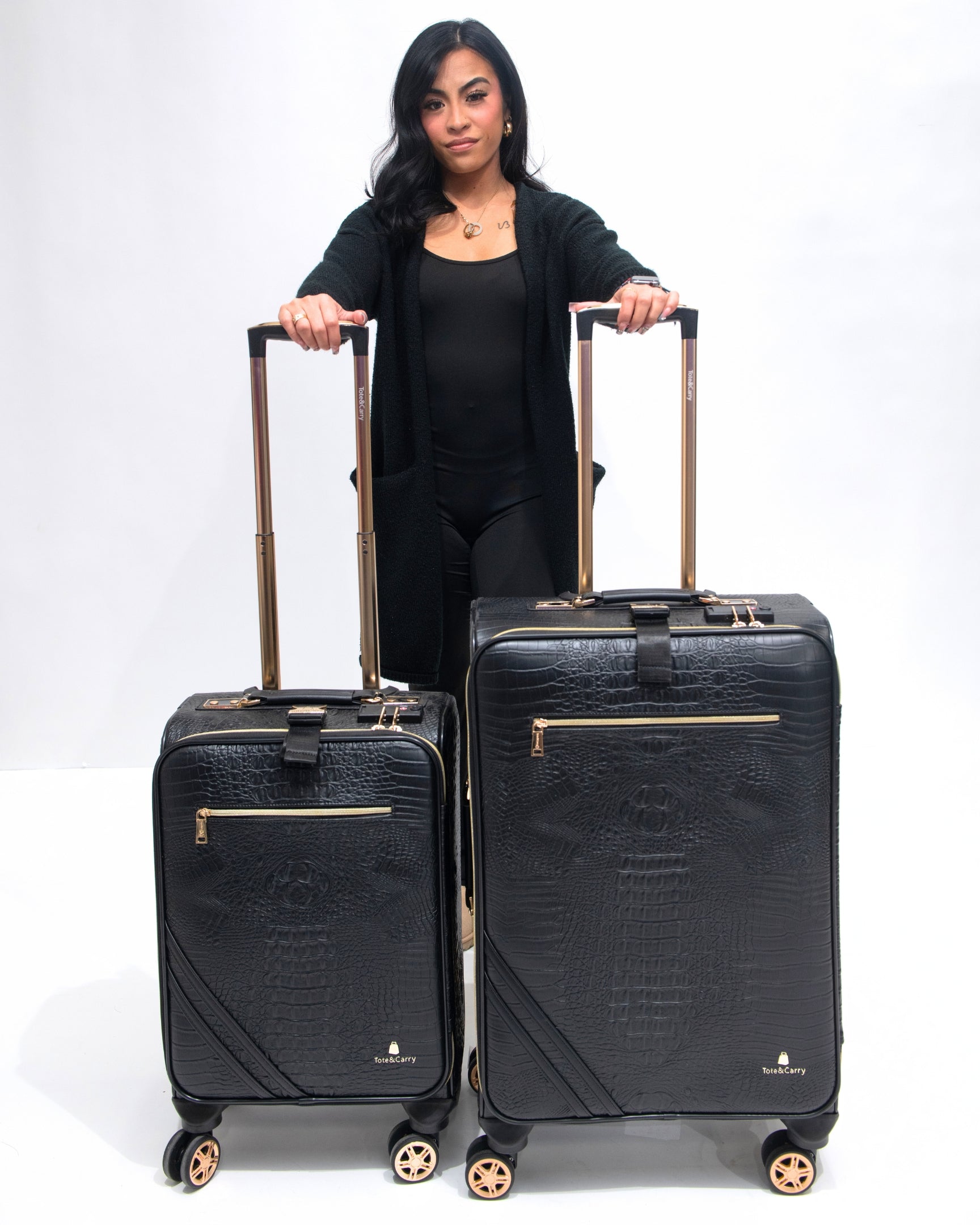 Apollo 2-Piece Black Luggage Set - Lightweight Durable Suitcase for Travel, Business Trips & Vacations