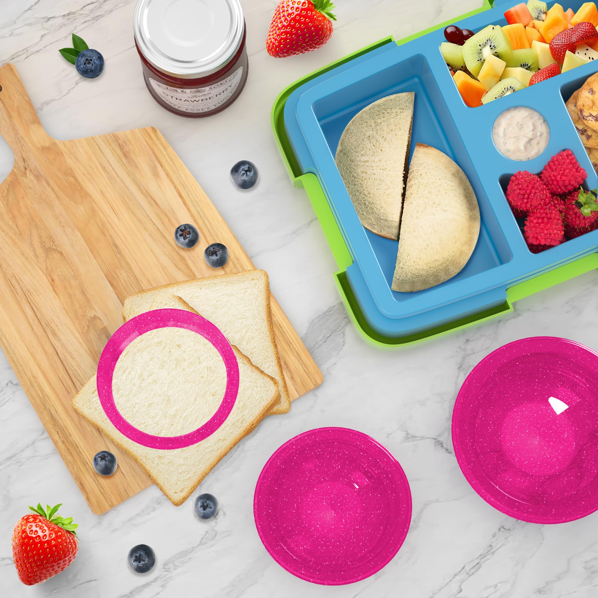 HiYZ Glitter Sandwich Cutter and Sealer Set - 5-Piece Crustless Sandwich Maker for Kids - Peanut Butter & Jelly Cookie Cutter with Sparkling Design - Perfect for School Lunches, Parties, and Fun Snack Time