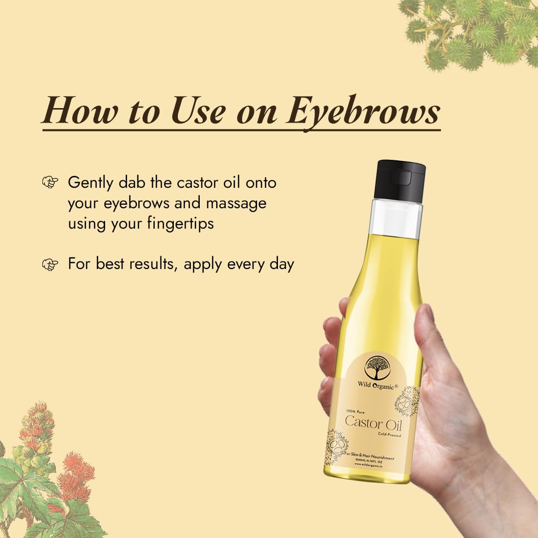 WILD ORGANIC 100% Pure Cold-Pressed Castor Oil for Skin & Hair Care - Moisturizing, Healing, Promotes Hair Growth - 100ml - Perfect for Daily Beauty Routine & Natural Remedies