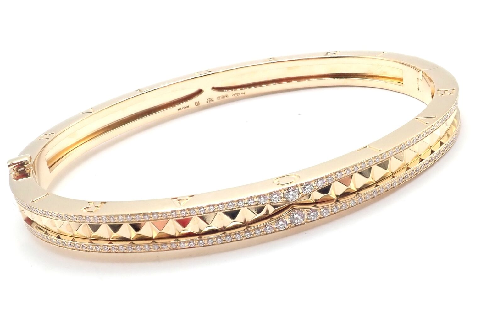 Authentic Bulgari B.Zero1 Rock 18K Yellow Gold Diamond Bangle Bracelet - Luxury Jewelry for Women, Perfect for Weddings, Anniversaries & Special Occasions