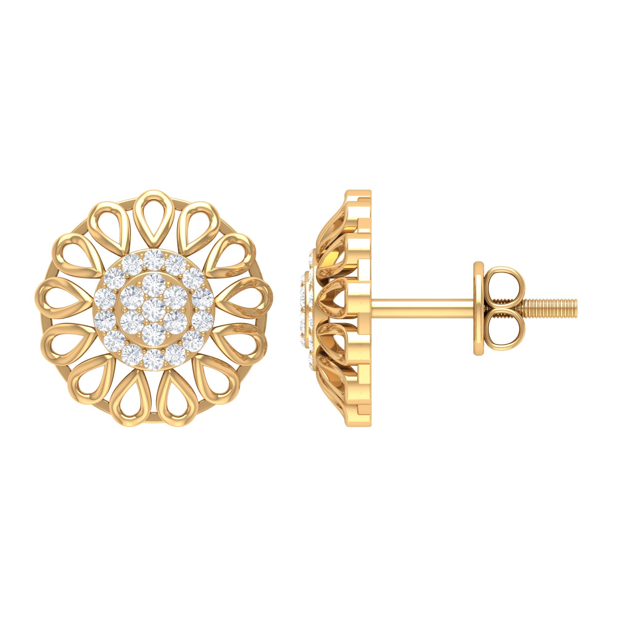 Moissanite Stud Earrings for Women - 14K Solid Gold White Moissanite Earrings | Hypoallergenic, Durable & Sparkling | Perfect for Everyday Wear, Weddings & Special Occasions