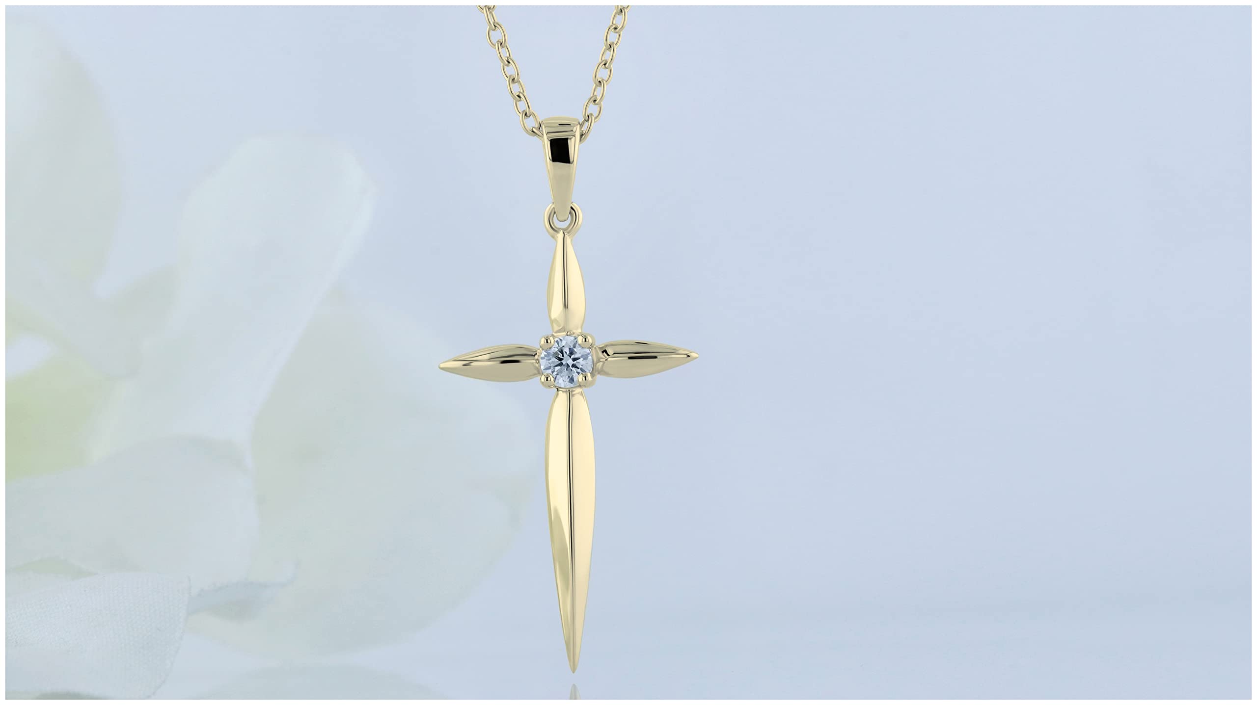 Dazzlingrock 0.11ctw Round White Diamond Solitaire Cross Pendant Necklace for Women - 18 Inch Sterling Silver Chain, I-J Color & I1-I3 Clarity - Perfect for Everyday Wear, Gift Giving & Special Occasions
