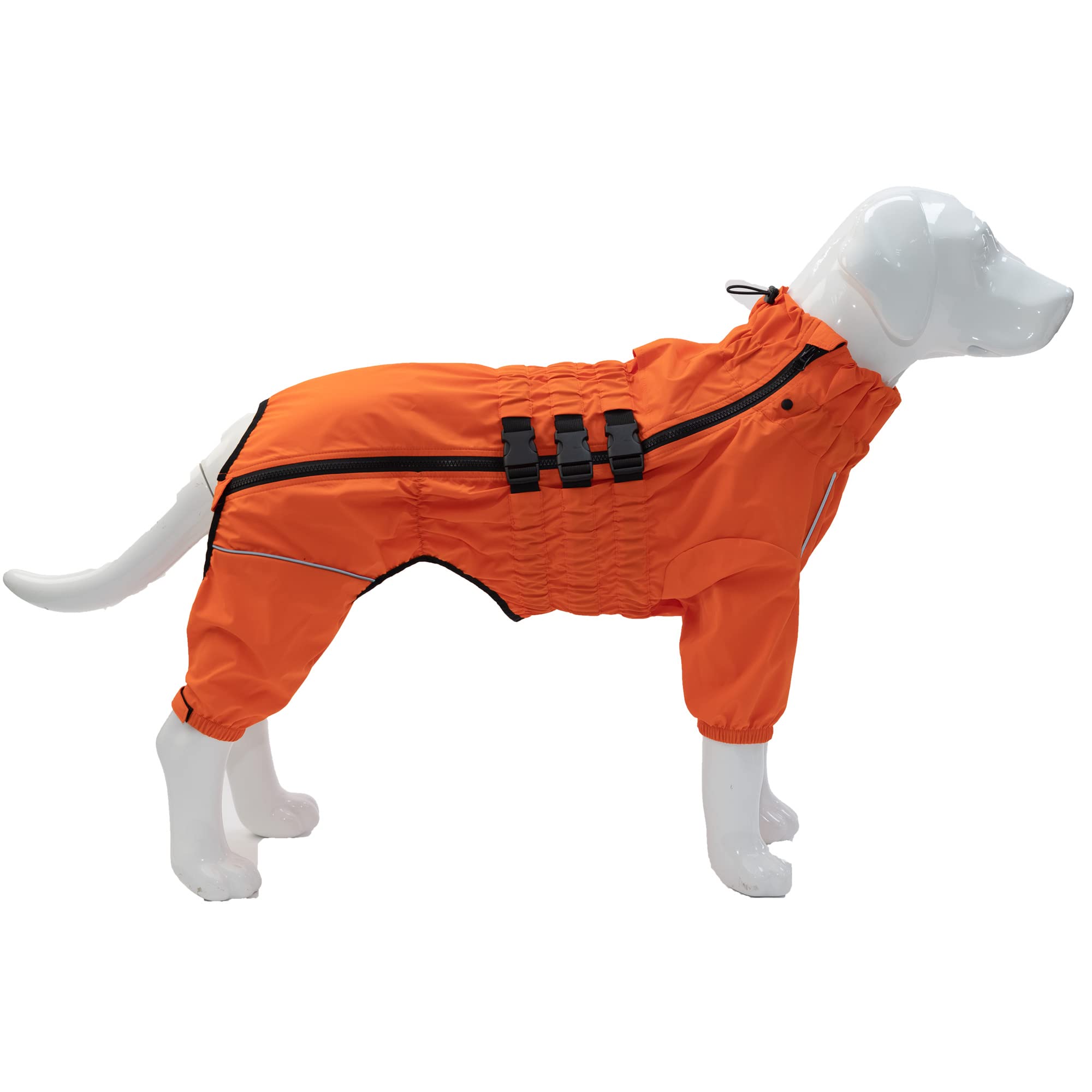 Waterproof Dog Jacket - Lightweight Reflective Raincoat for Small, Medium & Large Dogs | Windproof & Snowproof Pet Vest in Orange (Size 4XL) | Perfect for Rainy Walks, Winter Adventures & Nighttime Safety