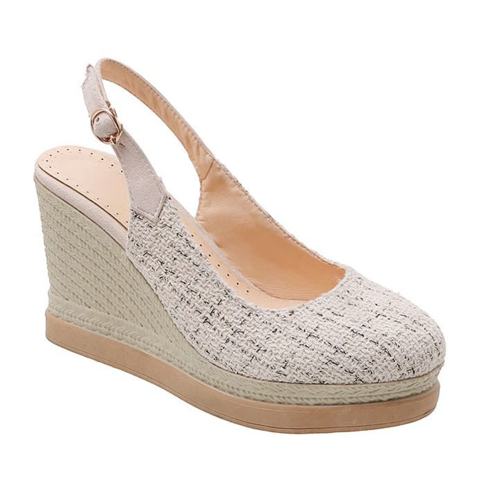 Women's Summer Wedge Sandals - Round Toe Buckle Heels, Breathable Platform Pumps for Students & Casual Wear | Perfect for Beach, Office & Daily Outfits