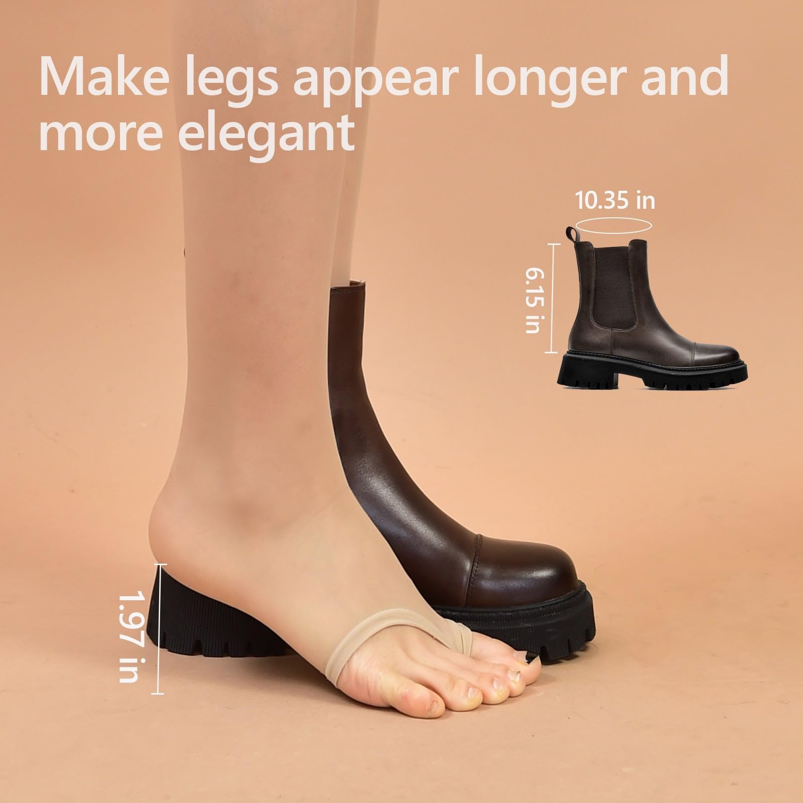 BEAU TODAY Women's Chunky Platform Leather Chelsea Boots - Round Toe Ankle Booties for Winter Fashion & Dress Outfits | Perfect for Office, Casual Wear & Night Out