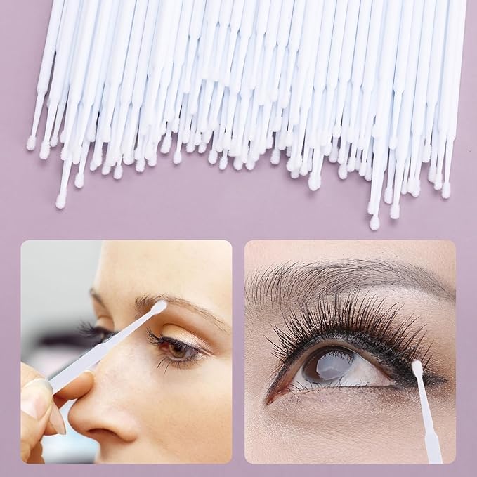 Eyelash Extension Micro Brushes - Disposable Brush Applicators for Professional Lash Artists & DIY Home Use - Perfect for Lash Glue Application, Extension Separation & Makeup Touch-Ups