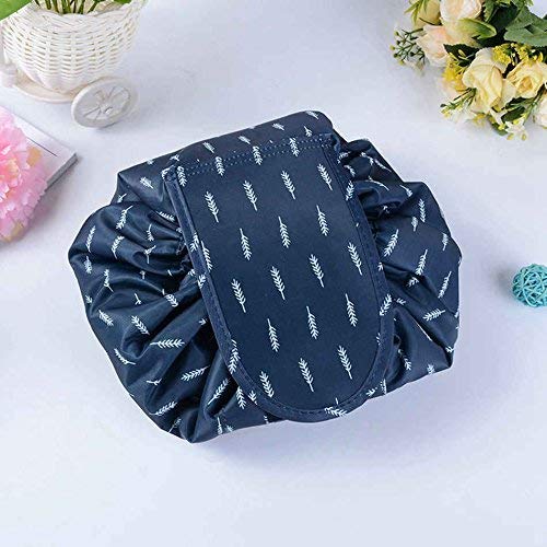 Waterproof Travel Toiletry Bag with Drawstrings - Multifunctional Cosmetic Storage Organizer for Women & Men, Portable Navy Blue Makeup Pouch - Perfect for Gym, Camping, and Business Trips