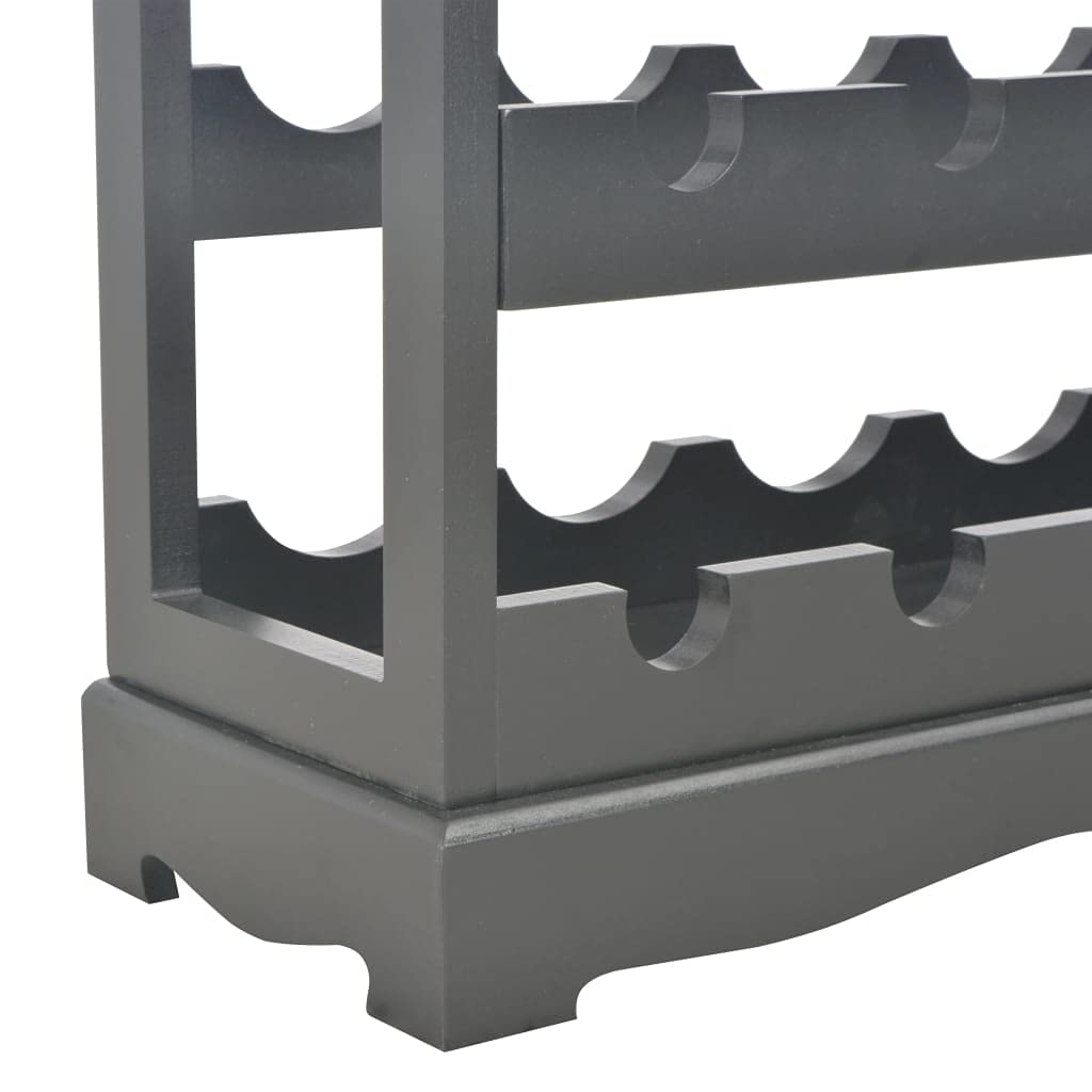 Modern Freestanding Floor Wine Rack - Large Capacity 36 Bottle Storage, Black MDF Wine Cabinet 27.6