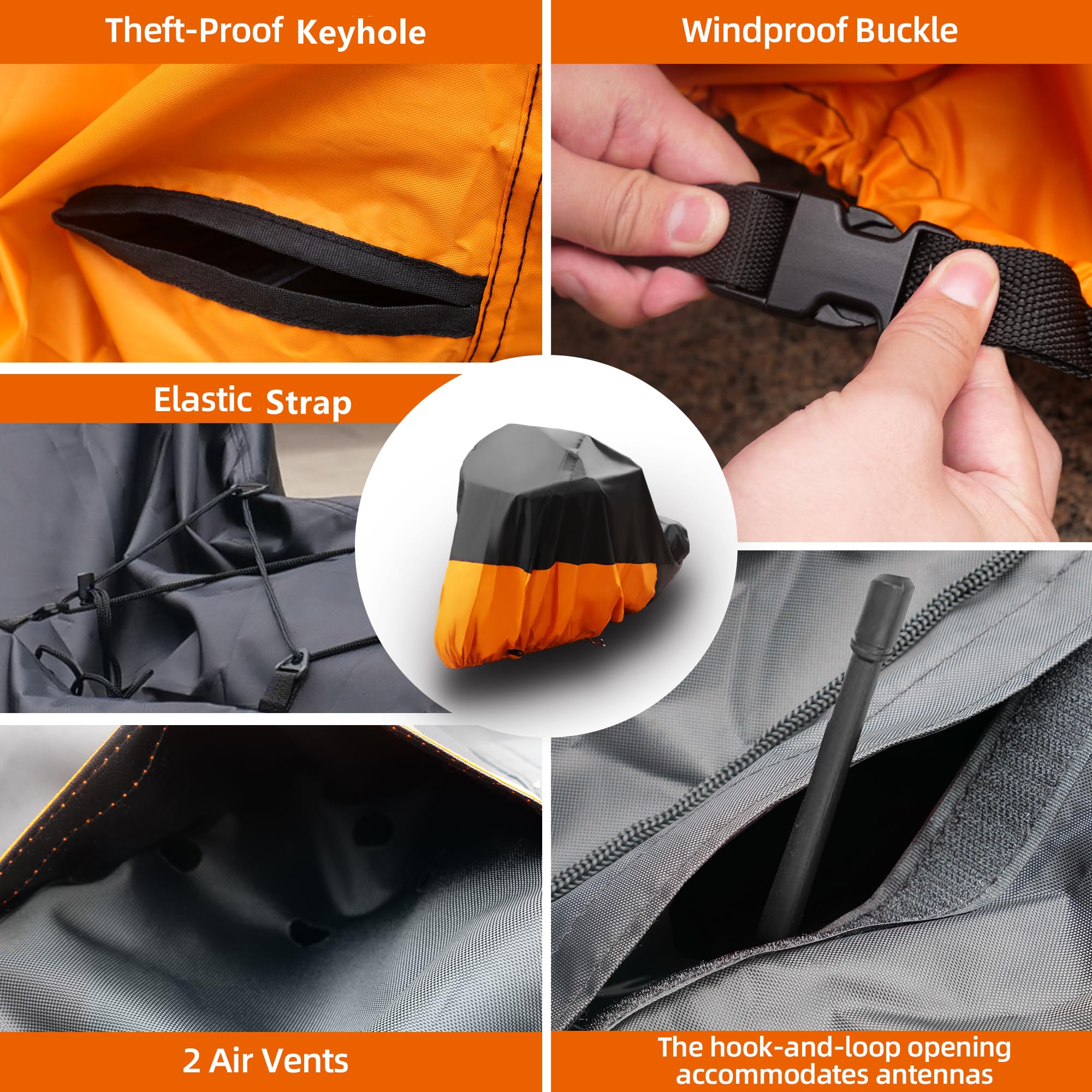 Heavy Duty Waterproof Motorcycle Cover - All Weather Protection for Outdoor Storage, Rain, Sun & Snow - Universal Fit for Touring Bikes & Full Dressers - Extra Large Size with Reflective Strips & Lock Holes - Perfect for Garage, Travel & Long-Term Parking Protection