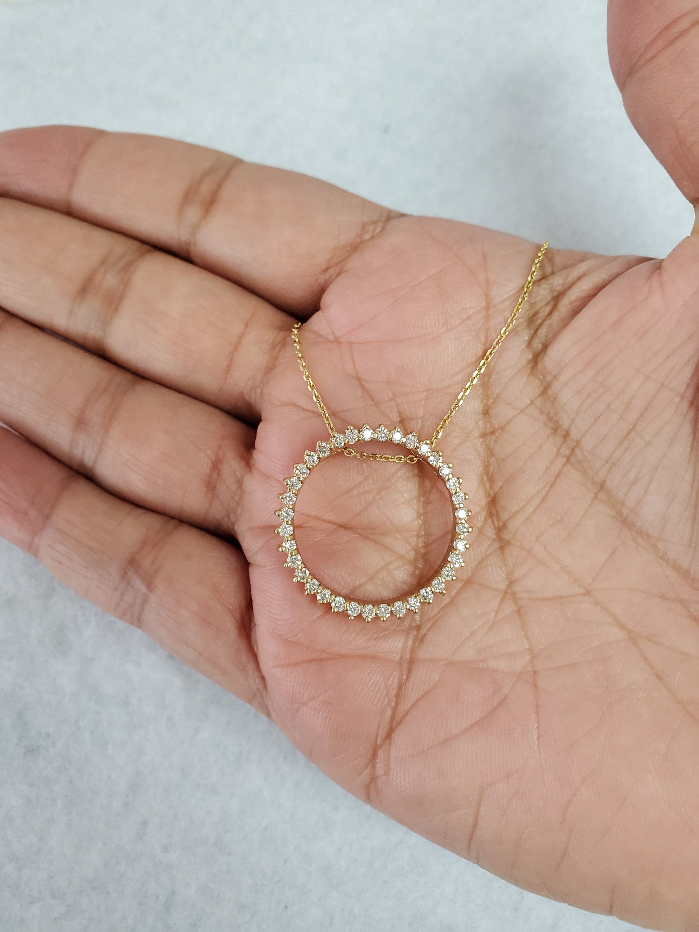 Circle of Life Diamond Pendant .74cttw 14k Yellow Gold Necklace - Elegant Jewelry Gift for Women, Perfect for Anniversaries, Birthdays & Special Occasions