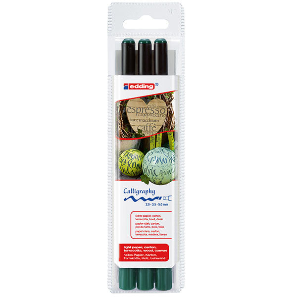 edding 1255 Calligraphy Pen Set of 3 - Premium Calligraphy Markers for Hand Lettering, Art Projects & DIY Crafts - Perfect for Bullet Journals, Wedding Invitations & Scrapbooking