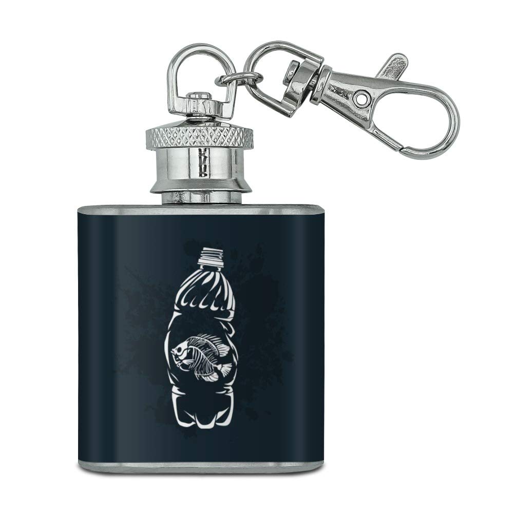 1oz Stainless Steel Mini Flask Keychain with Plastic Bottle - Portable Liquor Container for Outdoor, Travel, and Parties