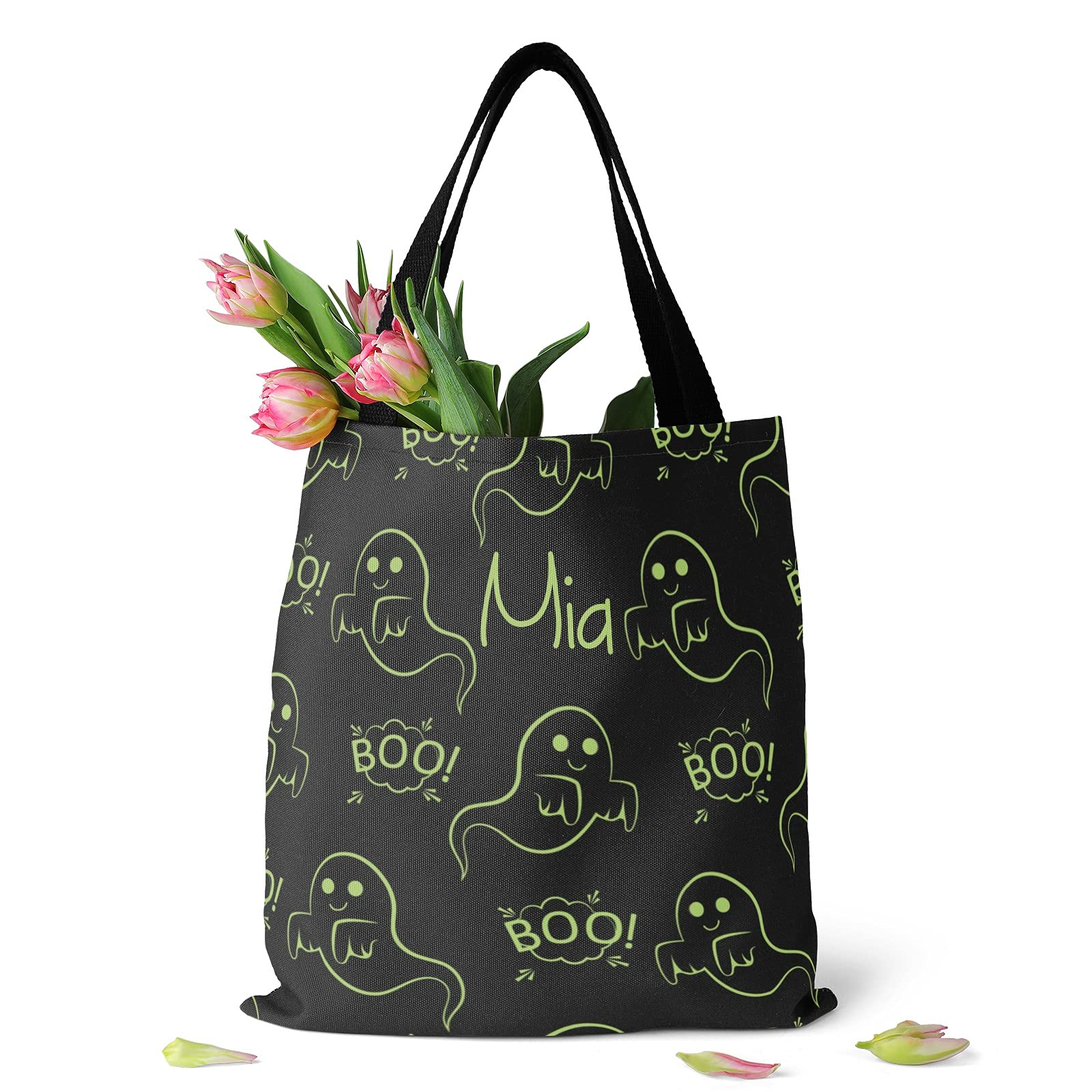 Personalized Black Cat Tote Bag for Halloween - Travel & Shopping