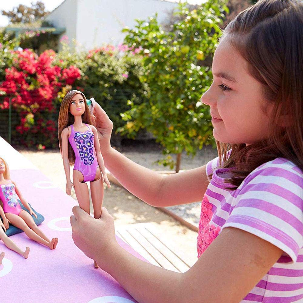 Barbie Cheetah Print Beach Doll - Fashion Doll for Girls, Kids Toy with Swimsuit & Accessories - Perfect for Pool Parties, Beach Play & Collectors