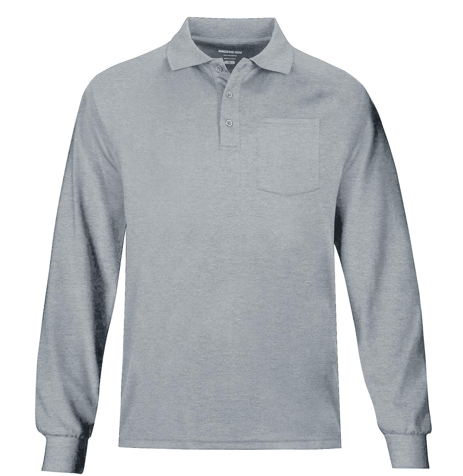 MOHEEN Men's Performance Pique Polo Shirt - UPF 50+ Sun Protection, Moisture Wicking, Long Sleeve Golf & Casual Shirt for Big & Tall (Sizes M-6XL) - Perfect for Golfing, Outdoor Activities & Business Casual Wear