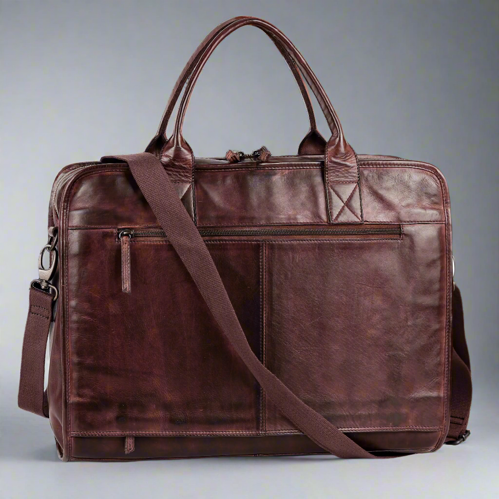 BOL Open Road Two Handle Messenger Laptop Leather Bag - Stylish & Durable Business Briefcase for Work, Travel & College - Perfect for Professionals & Students