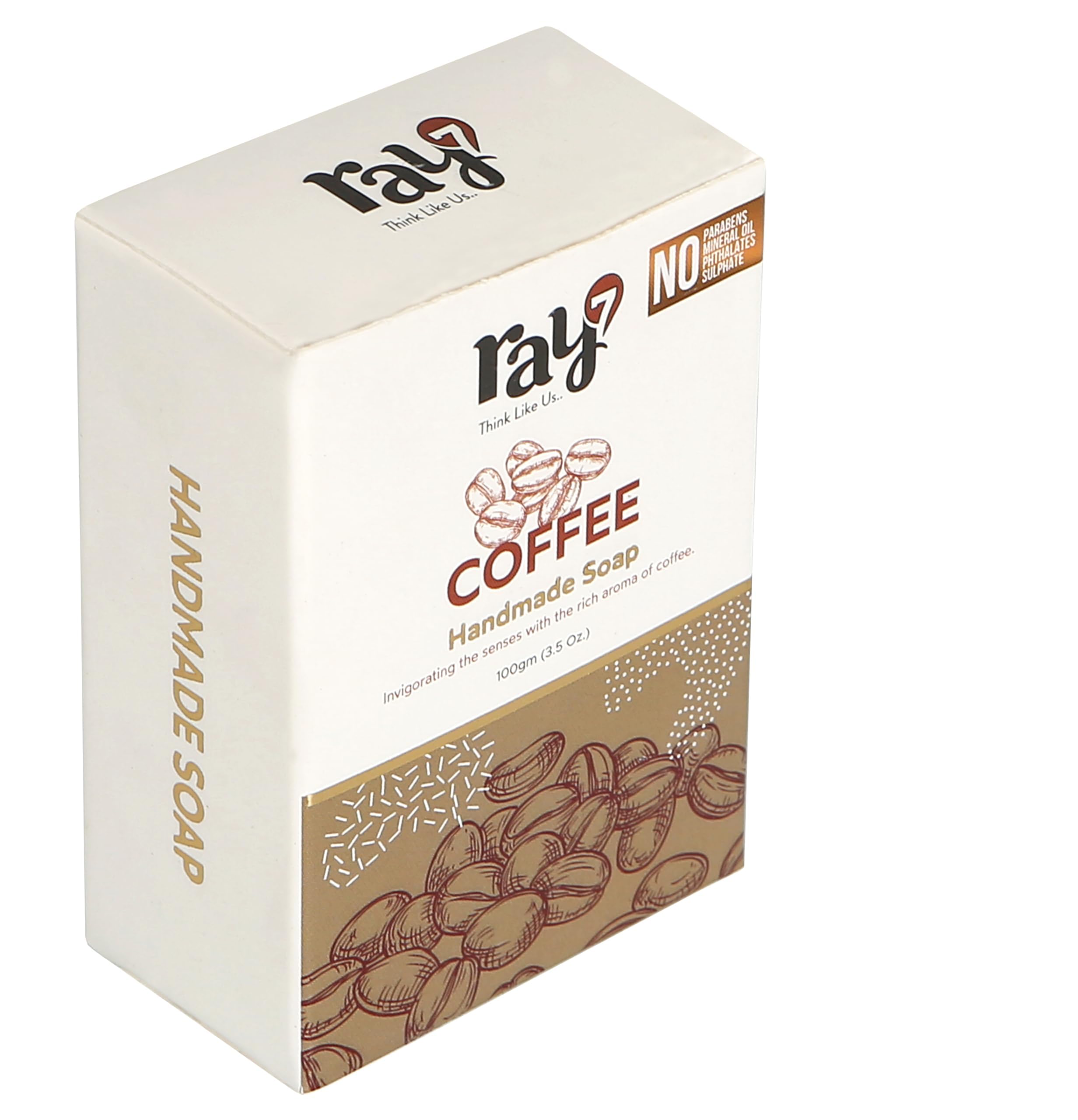 Ray7 Coffee Handmade Soap - Natural Skin Brightening & Exfoliating Bar | Sulphate-Free, Paraben-Free, Phthalate-Free & Cruelty-Free | 100g x 4 Pack | Perfect for Morning Routine & Spa Day at Home