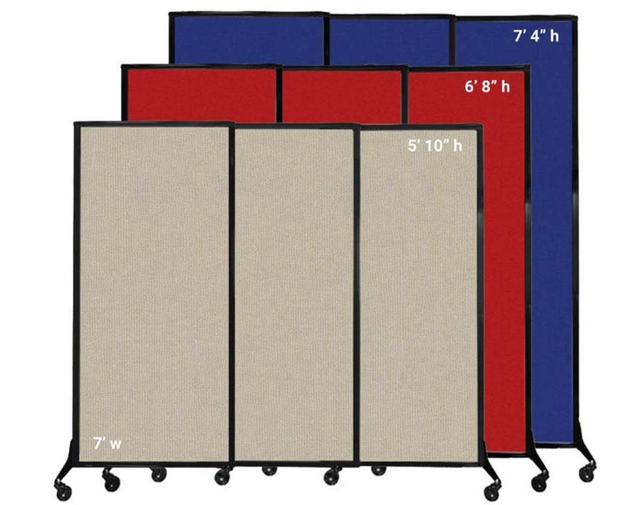 Versare QuickWall 3-Panel Sliding Portable Room Divider - 7' Wide x 5'10
