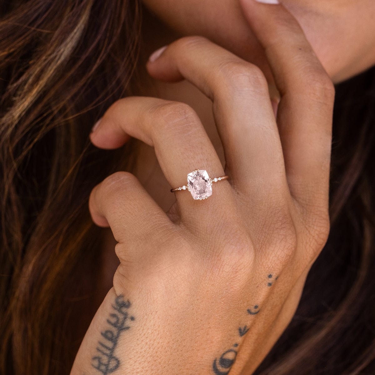 Stunning Morganite Ring with Starry Cushion Cut - Perfect for Engagement, Anniversary & Romantic Gifts